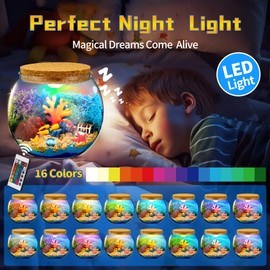 Light-up Terrarium Crafts Kit for Kids, Ocean Themed Terrarium Arts and Crafts Summer Activities Toys for Kids, DIY Your Own Night Light, Birthday Gift for Boys Ages 4 5 6 7 8 9 10 11 12 Year Old