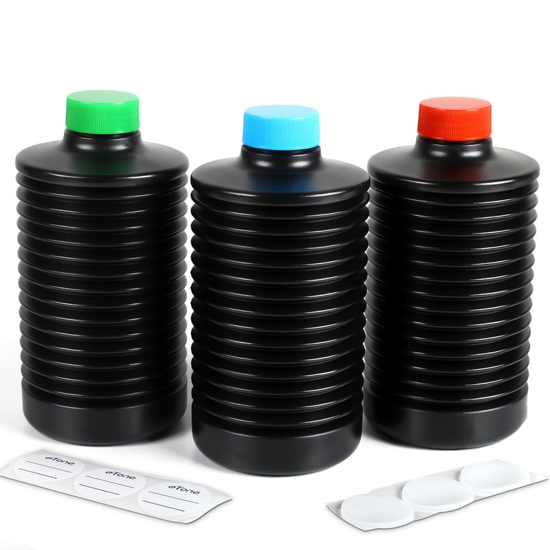 eTone 3X 1000ml Collapsible Darkroom Chemical Storage Bottles Foldable Liquid