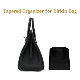 Meenda Purse organizer insert for Birkin 30, Italian Faux Silk Fabric, thin, Lightweight, brilliant sheen, Sturdy, Gift for Women, (Black IBK30)