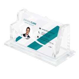 SWAWIS 1 Compartment Business Card Holder, Transparent, Acrylic Business Card Stand for Business Desk, Business Card Stand for Men and Women, Suitable for 50 Business Cards