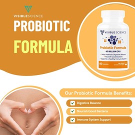 Visible Science Probiotic Formula – Probiotic Strains – Gut, Digestive & Immune Health Support – 60 Billion CFU, Capsules 60ct