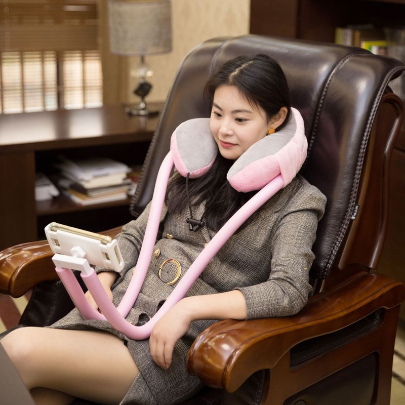 Neck Pillow Phone Holder U Shaped Pillow with Lazy Phone