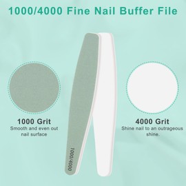 CGBE Pack of 12 Nail Files, 1000/4000 Grit, Professional Polishing File, Double-Sided High Gloss File for Natural Nails, Smooth and Shiny Nails, Nail Files, Nail Buffer, Washable for Nail Studio and