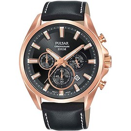 Seiko UK Limited - EU Men's Analogue Japanese Quartz Watch with Genuine Leather Strap PT3A28X1, Rose Gold and Grey, Ribbon