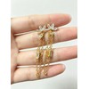 Gold Plated CZ Tassel Chain Stud Earrings For Women