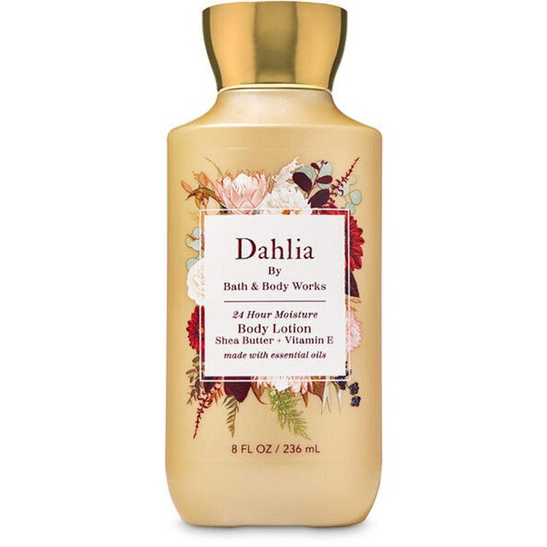 Bath and Body Works Full Size Body Care New Fall 2020 Scent - Dahlia - 24 HR Moisture Body Lotion with Essential Oils - 8 fl oz