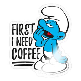 Spreadshirt The Smurfs Lazy Smurf Stickers, Max. 10 x 10 cm, 10 x 10 cm, Transparent Glossy