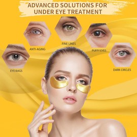 Under Eye Patches for Puffy Bags 30Pairs, 24K Gold Eye Mask For Dark Circles and Puffiness, Under Eye Mask Patches Skincare for Wrinkles, Treatment Women Men