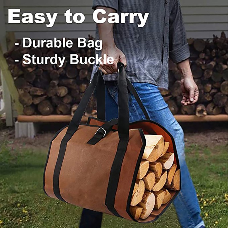 Firewood Carrier 80kg Load Bearing Waterproof Canvas Log Bag Wood