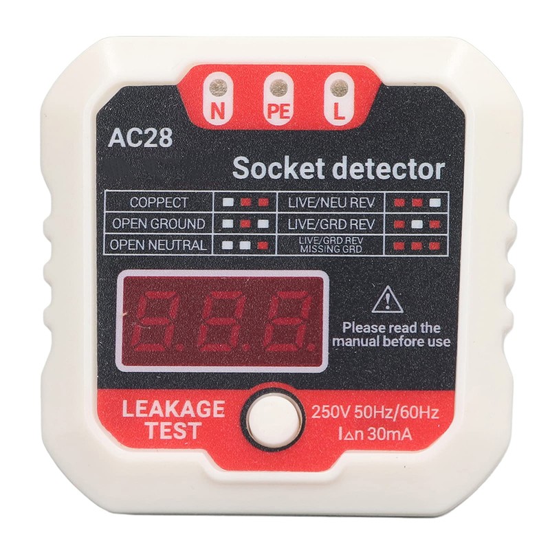 Fydun Socket Tester, LCD Digital Display, Phase Detector, Ground Wire,