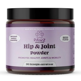 PAWZ Hip & Joint Supplement Powder for Dogs - 90 Scoops Brisket Flavor - Joint Mobility & Flexibility - Mussel, Glucosamine, Chondroitin, Msm, Vitamin E with Natural Flavors - Suitable for All Dogs