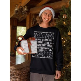 ShirtInvaders Ricky Bobby Sweet Little 8 Pound Baby Jesus Christmas Sweater - Sweatshirt - Text - T/Kelly-3X