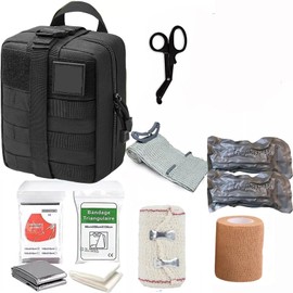 Tactical Emergency First Aid Kit: MOLLE Admin Pouch IFAK - Wound Dressing Blood Control EMT Survival Trauma Kit 6" Bandage- Camp Travel Car Medic Kit