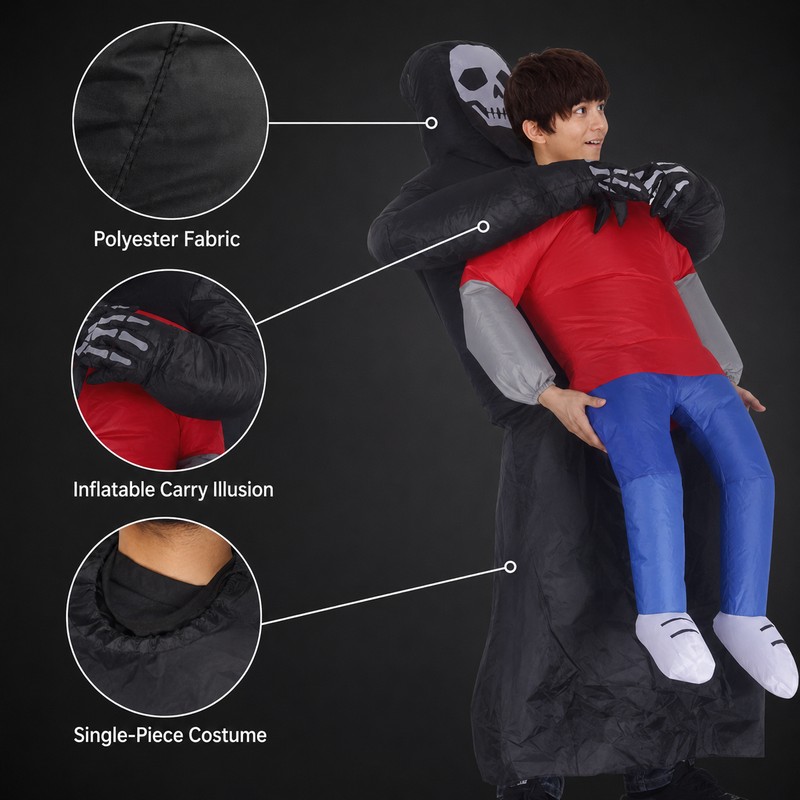 Inflatable Ghost Costume for Adults – Funny Black Robe Halloween