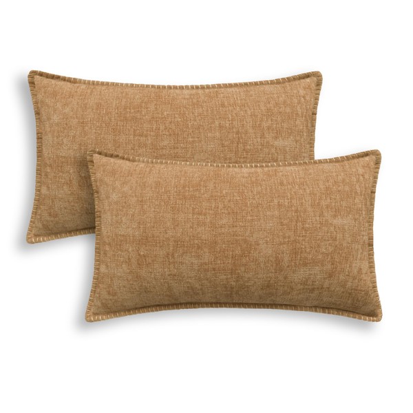 CaliTime Throw Pillow Cases Pack of 2 Cotton Thread Stitching