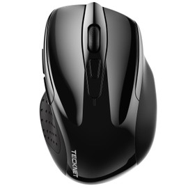 TECKNET Wireless Mouse (2.4G & BT5.0/3.0) Silent 4800 DPI Computer USB A & Bluetooth Mouse 6 Buttons, Wide Compatibility - Black