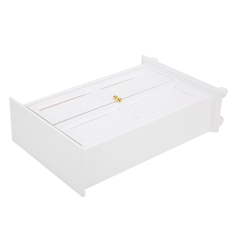 Miniature Doll House Wardrobe White Wooden Double Door Household Closet