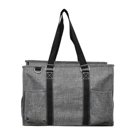 Gray Crosshatch NGIL Zippered Caddy Organizer Tote Bag