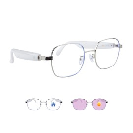 Tulbeys Smart Glasses for Men Women, Photochromic Lenses (Clear to Pink), Open-Ear, Build-in Mic Speakers, UV400 Polarized, IP54 Waterproof, Lightweight Bluetooth Audio Glasses for Indoor Outdoor