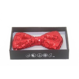 NEW Tuxedo Classic BowTie Sequin Neckwear Adjustable Unisex Bow Tie (Red)