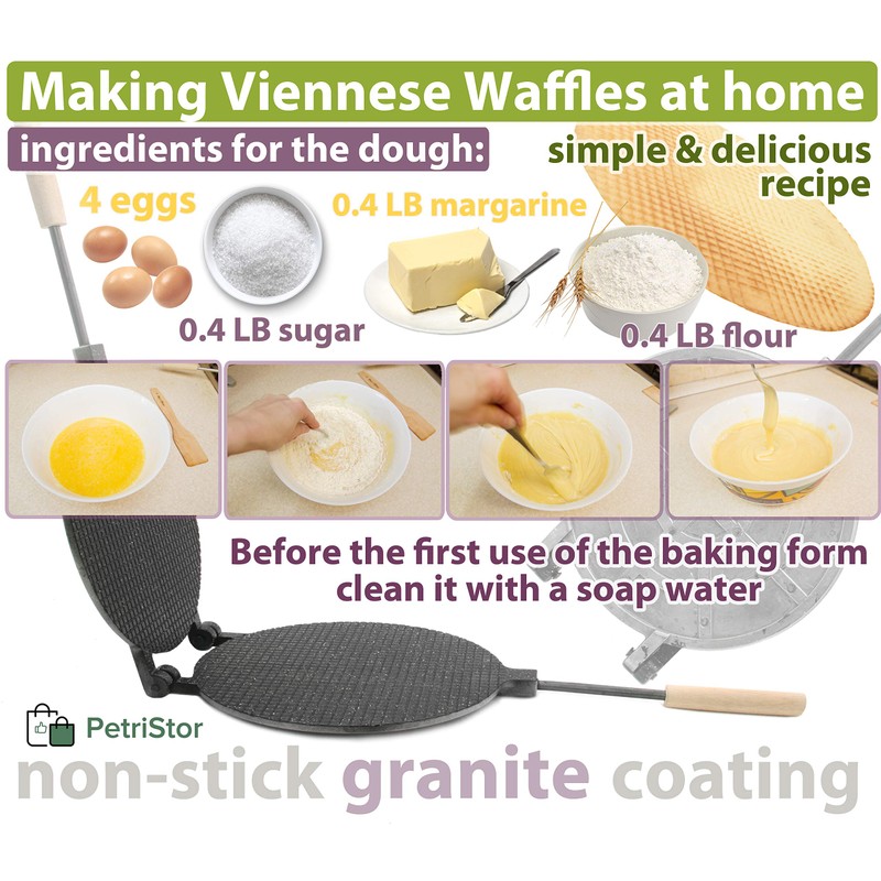 PetriStor Waffle Maker Round Has Nonstick Coating Size 8 in