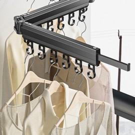 Ejoyous Wall Mounted Clothes Drying Rack, Foldable Laundry Hanger Dryer Rack Retractable Collapsible Hanging Clothesline for Laundry Room Balcony Bathroom