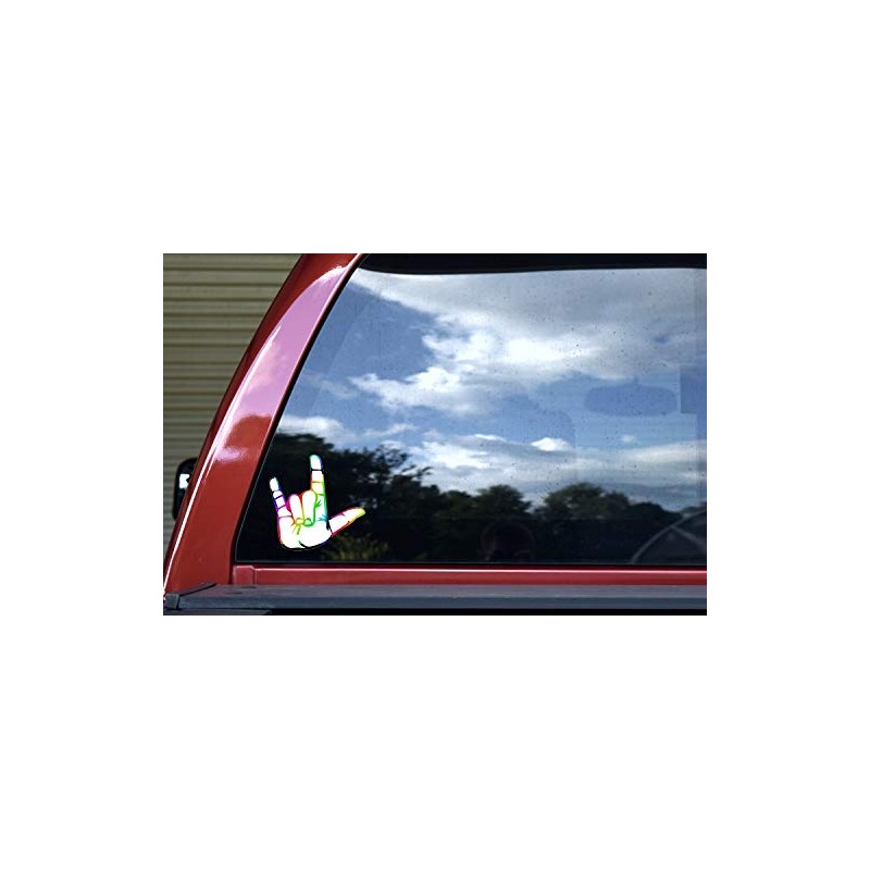 StickerTalk Rainbow ASL I Love You Vinyl Sticker, 5 inches