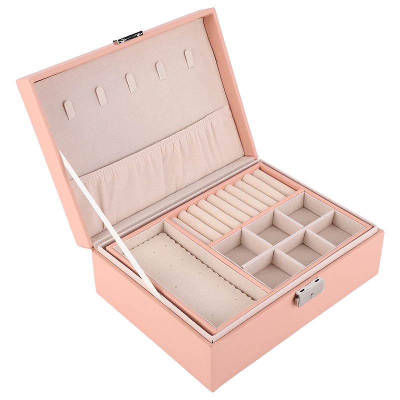 Jewelry Box Organizer 2 Layer Jewelry Storage Case PU Leather