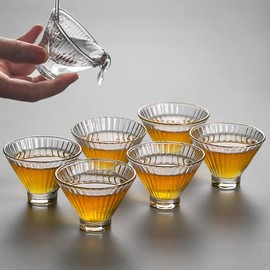 Rxcvkmw 6 piece set Japanese style Glass Tea Cup, Glass Tea set, Sake Cups, Kung fu Tea set, Chinese tea set