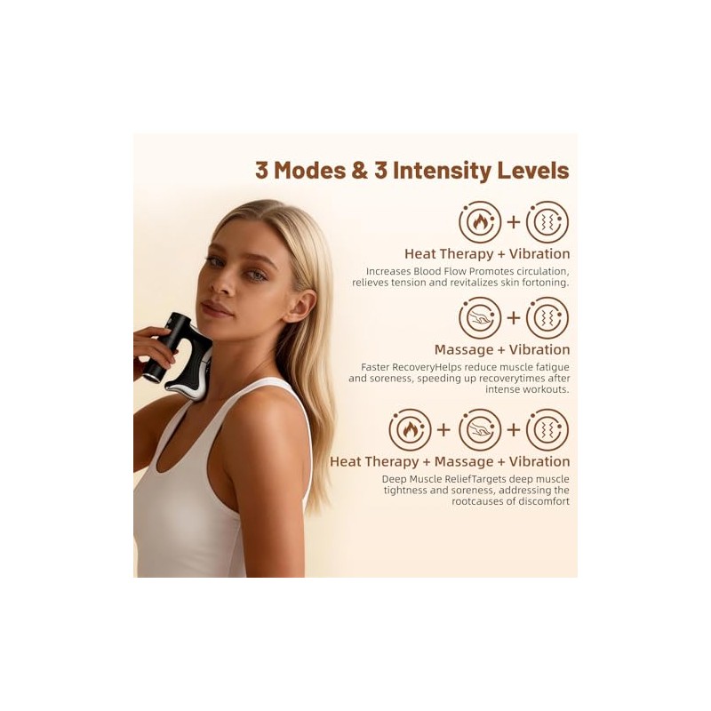 Heated Muscle Scraper Tool—Professional 3-in-1 Electric Fascia Massager with three