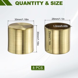 sourcing map 4Pcs Metal Furniture Feet Cover, 1.1 x 1.18 Inch Conical Gold Table Foot Cap Increase Height Furniture Pads Leg Cover Protector for Chair, Table, Sofa