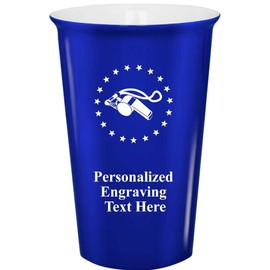 Coaches Ceramic Tumbler, 14 oz Custom Coaches Whistle Blue Coffee Tumbler, Engraving Included Prime