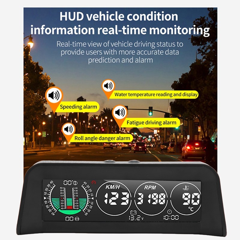 Carbon Fiber Style HUD HeadUp Display Slope Meter Overspeed Water