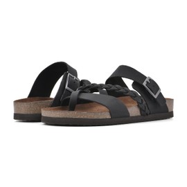 WHITE MOUNTAIN Shoes Hazy Footbed Sandal, Black/Nubuck, 7 M