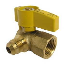 LASCO 10-1615 Angle Gas Ball Valve with 3/8-Inch Flare and 1/2-Inch Female Pipe Inlet, Brass