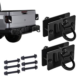 ZXFUTURE 2 Pack Grade 70 Forged Steel Tractor Bucket Hooks with Tie Down Rings, Bolt-On Grab Hook and Tow Hook Mount (Backer Plate Included), 15,000 lbs Capacity – Fits RV, UTV, Truck, Black