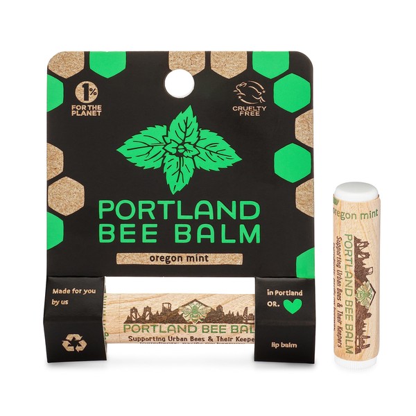 Portland Bee Balm All Natural Handmade Beeswax Based Lip Balm, Oregon Mint 1 Count