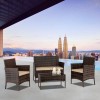 4PCS Patio Wicker Loveseat Sofa Set Aluminum In/Outdoor Rattan Chair