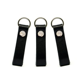 Tochigi Leather Zipper Pulls, Set of 3, Simple Type, Cowhide Leather (Black/Silver)
