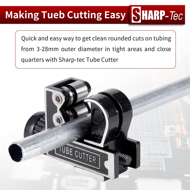 Sharp-tec 3-28mm Pipe Cutter, Adjustable Tube Cutter with Aluminum Alloy
