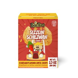 Bean Bites | Sizzlin Schezwan Lentil Crisp 3.53 oz (100 g) | Round Crunchy Crisps | Heat in Oven (up to 60 secs), Plant Based Protein, Vegan Crisps, Healthy Poppadom Snack By Pride of India
