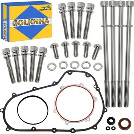 GOLKNHA Primary Gasket & Clutch Primary Cover Titanium Alloy Bolt Kit for Touring Models, Electra Glide Road Glide Street Glide Ultra Limited CVO 2007-2016 OEM#12052A 12066 1062