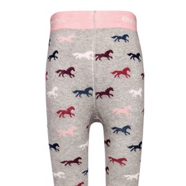 EWERS Children's Tights with Horse Motif, Cotton Tights for Girls, Made in Germany, gray