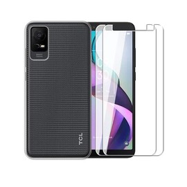 WDMYLFTW Case for TCL Ion X + [2 Pack] Glass Screen Protector Tempered Film - Transparent Silicone Soft Flexible Bumper Shockproof TPU Protective Cover Shell for TCL Ion X (Clear)