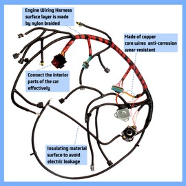 Engine Wiring Harness Replacement for 1999 2000 2001 Super Duty F250 F350 F450 F550 7.3L Diesel w/o Cali F81Z12B637EA F81Z-12B637-EA