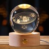 TZQFROCE 3D Crystal Ball Night Light with Wooden Base Solar