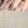 6Pcs Gold Nail Art Stickers 3D Metallic Flower Leaf Nails