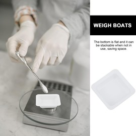 ledmomo 20pcs Scale Ship Weighing Ship Coffee Scale Square Pot Micro Chemical Weight Boat Container Measuring Tray Plastic Measuring Dish Lab Measuring Dish Measuring Boat Lab Dish White