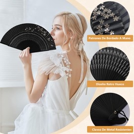 Paquete De 3 Abanicos De Mano,7 Pulgadas Abanicos Plegables De Tela De Nailon Con Una Funda De Tela Para ProteccióN,Abanicos De Mano Chinos Vintage De Kung Fu,Adecuados Para Regalos De Boda Y Navidad