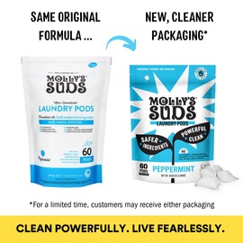 Molly's Suds Laundry Detergent Pods | Clean Detergent for Sensitive Skin | Ultra Concentrated and Stain Fighting | Peppermint - 120 Count (Value Pack)